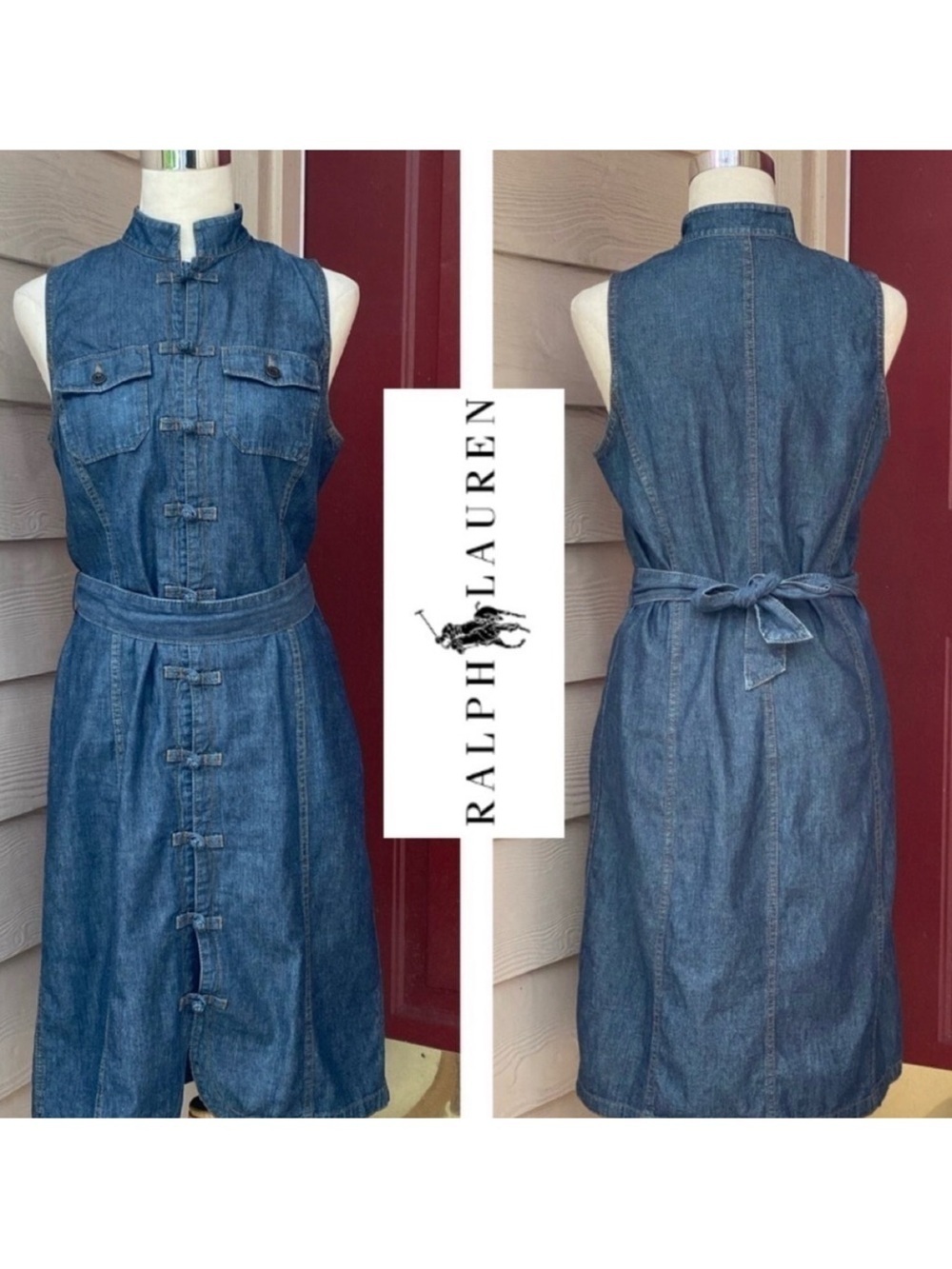 Ralph Lauren Denim Jeans Y2K Vintage Long Bluejean Dress Size 10 10P